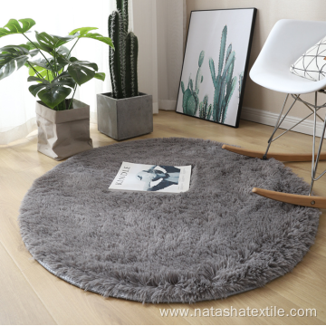 Round colorful plush bedroom floor mat